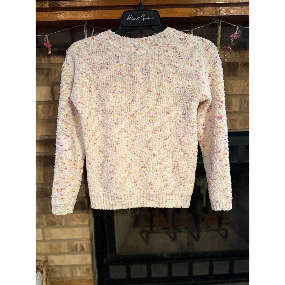 Cat & Jack Girls Cream Confetti Chenille Knit Sweater Pullover Large 10/12